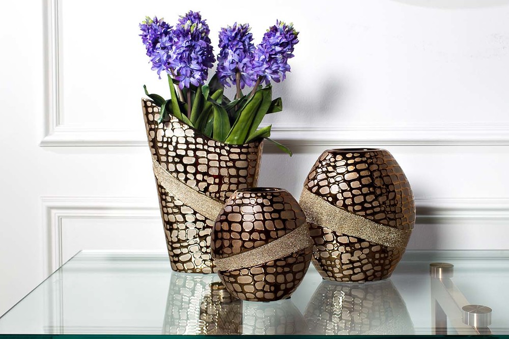 Ваза керамическая золотистая